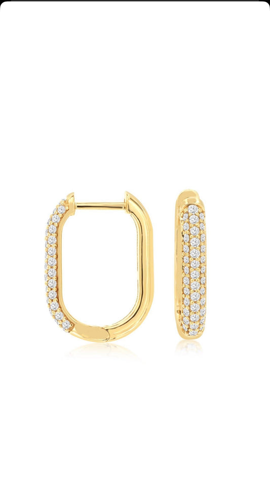 DIAMOND OVAL HOOP EARRINGS