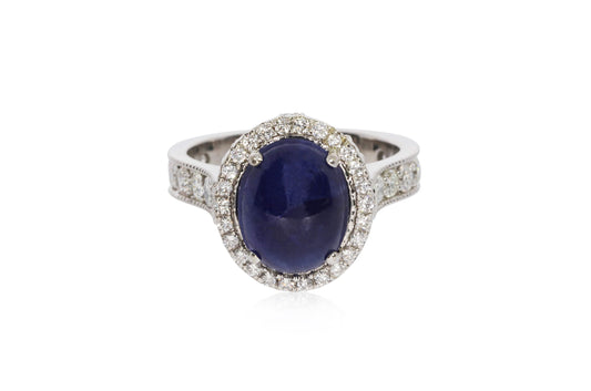 White Gold Oval Sapphire Ring