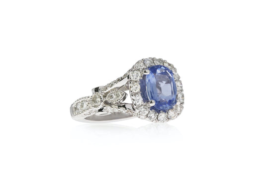 White Gold Oval Sapphire Ring